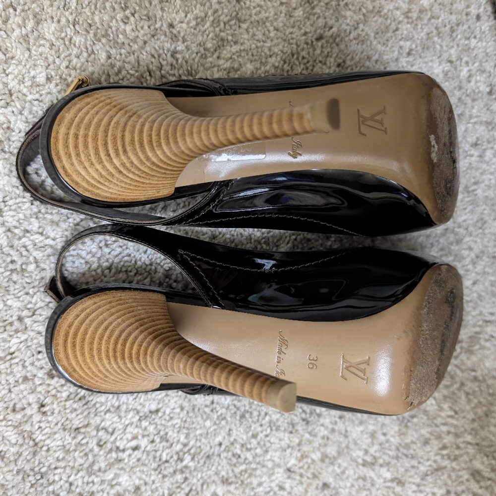 Louis Vuitton Patent Saint Honore Slingback Pumps - 36 EUC - Picture 6 of 9